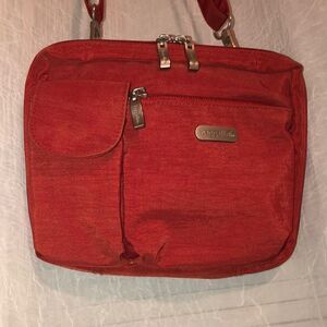 baggallini Red Nylon Cross Body Bag Yellow Gold Inside